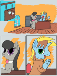 Size: 768x1024 | Tagged: safe, artist:mrleft, octavia melody, oc, oc:justice swift, earth pony, pony, unicorn, comic:swift revival, comic, female, male, mare, predtavia, stallion