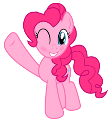 Size: 838x916 | Tagged: safe, artist:darkstorm619, derpibooru exclusive, pinkie pie, earth pony, pony, blushing, female, one eye closed, pinkie pie day, simple background, smiling, solo, transparent background, waving, wink