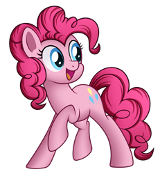 Size: 3360x3632 | Tagged: safe, artist:mirrorcrescent, pinkie pie, earth pony, pony, cute, diapinkes, female, mare, open mouth, raised hoof, simple background, smiling, solo, transparent background