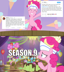 Size: 1280x1440 | Tagged: safe, derpibooru import, edit, edited screencap, screencap, pinkie pie, season 9, sundae sundae sundae, spoiler:interseason shorts, bipedal, end of ponies, meta, op is a cuck, op is trying to start shit, op isn't even trying anymore, twitter