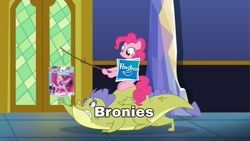 Size: 1280x721 | Tagged: safe, edit, edited screencap, screencap, pinkie pie, sludge (g4), dragon, earth pony, pony, father knows beast, duo, female, image macro, male, mare, meme, ponies riding dragons, ride, rider, riding, text