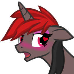 Size: 1831x1831 | Tagged: safe, oc, oc only, oc:solorenfirestar, pony, unicorn, .svg available, blushing, derpibooru, derpibooru badge, heart, heart eyes, lidded eyes, male, meta, simple background, solo, svg, transparent background, vector, wingding eyes