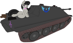 Size: 5000x2990 | Tagged: safe, artist:joey darkmeat, artist:stillstartrekn, edit, octavia melody, earth pony, pony, absurd resolution, cutie mark on vehicle, jagdpanther, new lunar republic, pose, smiling, solo, tank (vehicle), vector, world of tanks