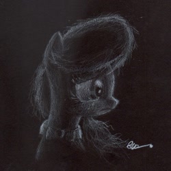 Size: 1260x1260 | Tagged: safe, artist:brogararts, octavia melody, earth pony, pony, black and white, bust, crying, female, grayscale, mare, monochrome, sad, solo, traditional art