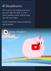 Size: 640x899 | Tagged: safe, derpibooru exclusive, screencap, oc, oc:fluffle puff, derpibooru, maintenance, meta, pink fluffy unicorns dancing on rainbows