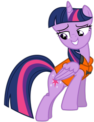 Size: 2516x3275 | Tagged: safe, artist:sketchmcreations, derpibooru import, twilight sparkle, twilight sparkle (alicorn), alicorn, pony, ppov, female, folded wings, lidded eyes, lifejacket, mare, simple background, solo, transparent background, vector