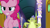Size: 1280x720 | Tagged: safe, screencap, pinkie pie, sludge (dragon), dragon, earth pony, pony, father knows beast, duo, evil grin, female, grin, male, mare, smiling