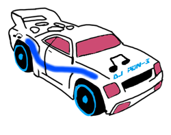 Size: 364x287 | Tagged: safe, dj pon-3, vinyl scratch, pony, unicorn, (hw) bassline, barely pony related, car, hot wheels