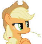 Size: 141x149 | Tagged: artist needed, safe, applejack, earth pony, pony, simple background, solo, white background