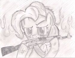 Size: 710x552 | Tagged: safe, pinkie pie, earth pony, pony, ak, ak-47, assault rifle, drawing, gun, rifle, solo, weapon