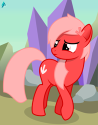 Size: 1600x2038 | Tagged: safe, artist:arifproject, oc, oc only, oc:downvote, pony, crystal, derpibooru, derpibooru ponified, looking back, meta, ponified, solo, vector