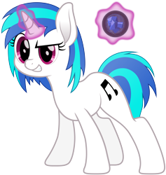 Size: 5349x5634 | Tagged: safe, artist:djdavid98, dj pon-3, vinyl scratch, pony, unicorn, absurd resolution, cutie mark, female, glowing horn, hooves, horn, levitation, magic, mare, movie accurate, simple background, smiling, solo, teeth, telekinesis, transparent background, vector