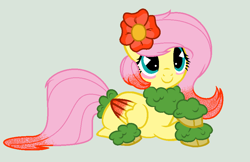 Size: 884x572 | Tagged: safe, artist:cookie-bases, artist:eggi-myst3ry, fluttershy, pegasus, pony, base used, cagney carnation, crossover, cuphead, flower, flower in hair, fusion, fusion pony, hasbro, hasbro studios, leaves, studio mdhr