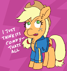 Size: 1170x1258 | Tagged: safe, artist:threetwotwo32232, applejack, earth pony, pony, 30 minute art challenge, dialogue, female, implied appledash, implied lesbian, implied shipping, mare, shipping, solo