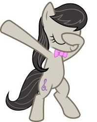 Size: 813x1024 | Tagged: safe, artist:uigsyvigvusy, artist:wissle, octavia melody, earth pony, pony, bipedal, covering eyes, cute, dab, eyes closed, facehoof, female, mare, simple background, smiling, solo, tavibetes, trace, transparent background, vector