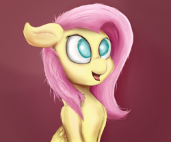 Size: 1200x1000 | Tagged: safe, artist:rainyvisualz, fluttershy, pegasus, pony, female, happy, mare, red background, simple background, solo