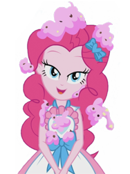 Size: 1536x2048 | Tagged: safe, edit, edited screencap, editor:lonely fanboy48, screencap, pinkie pie, equestria girls, the craft of cookies, spoiler:eqg series (season 2), apron, background removed, bedroom eyes, cake, clothes, dress, female, food, frosting, lidded eyes, looking at you, out of context, simple background, smiling, solo, transparent background
