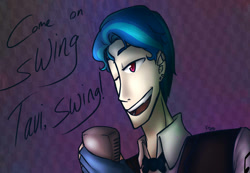 Size: 1024x707 | Tagged: safe, artist:mister-pierrot, dj pon-3, vinyl scratch, human, humanized, implied octavia, microphone, rule 63, solo