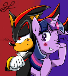 Size: 914x1014 | Tagged: safe, artist:hec16, derpibooru import, twilight sparkle, crossover, shadow the hedgehog, sonic the hedgehog (series)