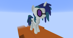 Size: 1920x1017 | Tagged: safe, dj pon-3, vinyl scratch, pony, unicorn, female, horn, mare, minecraft, solo