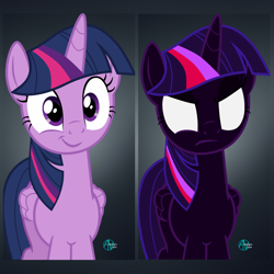 Size: 1080x1080 | Tagged: safe, artist:arifproject, derpibooru import, twilight sparkle, twilight sparkle (alicorn), alicorn, pony, corrupted, dark, nightmare twilight, nightmarified, smirk pone collection, totally not sonic-related