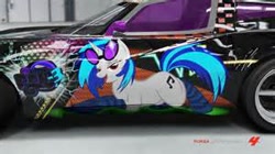 Size: 300x168 | Tagged: safe, artist:thefishe77, dj pon-3, vinyl scratch, pony, unicorn, car, forza motorsport 4, picture for breezies, solo