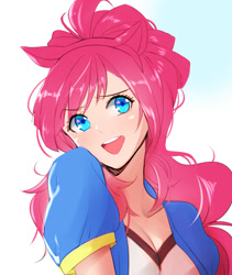 Size: 800x949 | Tagged: safe, artist:dodomir23, pinkie pie, human, equestria girls, anime, clothes, female, human coloration, humanized, kotobukiya, kotobukiya pinkie pie, looking at you, simple background, solo, white background