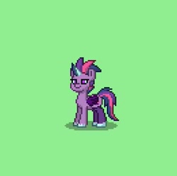 Size: 391x390 | Tagged: safe, derpibooru import, midnight sparkle, sci-twi, twilight sparkle, alicorn, equestria girls, clothes, green background, no pupils, pixel art, ponified, pony town, simple background, socks, solo