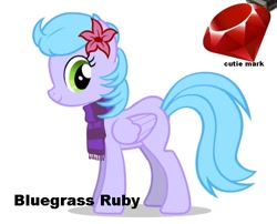 Size: 615x498 | Tagged: safe, oc, oc only, oc:bluegrass ruby, pegasus, pony, pony creator, clothes, scarf, simple background, solo, white background