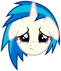 Size: 3502x4115 | Tagged: safe, artist:namelesshero2222, dj pon-3, vinyl scratch, pony, unicorn, bust, crying, female, floppy ears, high res, horn, looking at you, mare, portrait, sad, simple background, solo, teary eyes, transparent background, vector