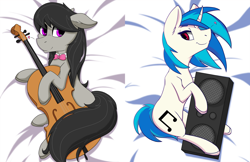 Size: 3660x2369 | Tagged: safe, artist:lula-moonarts, dj pon-3, octavia melody, vinyl scratch, earth pony, pony, unicorn, bowtie, cello, female, floppy ears, mare, musical instrument, smiling, speaker