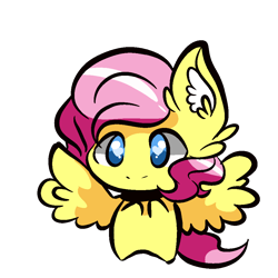 Size: 1000x1000 | Tagged: safe, artist:smolsammichowo, fluttershy, pegasus, pony, choker, ear fluff, heart eyes, simple background, spread wings, transparent background, wingding eyes, wings