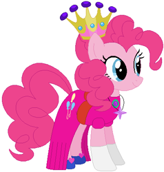 Size: 416x437 | Tagged: safe, artist:selenaede, artist:user15432, pinkie pie, earth pony, pony, base used, clothes, costume, crown, dress, gloves, gown, halloween, halloween costume, hasbro, hasbro studios, holiday, jewelry, necklace, princess, princess costume, princess crown, princess pinkie pie, regalia, shoes, simple background, solo, white background