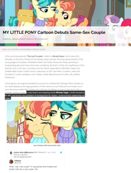 Size: 1134x1489 | Tagged: safe, apple bloom, aunt holiday, auntie lofty, scootaloo, sweetie belle, the last crusade, controversial, crying, cutie mark crusaders, drama, eyes closed, female, filly, lesbian, mare, meta, scootaloo's aunts drama, shipping, smiling, tears of joy, text