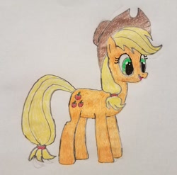 Size: 1024x1012 | Tagged: safe, artist:amaryllisg, applejack, earth pony, pony, female, mare, solo, traditional art