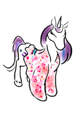 Size: 539x800 | Tagged: safe, artist:systemcat, glory, pony, unicorn, g1, clothes, kimono (clothing), simple background, solo, white background