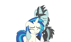 Size: 8418x5000 | Tagged: safe, artist:sapphireartemis, dj pon-3, neon lights, rising star, vinyl scratch, pony, unicorn, absurd resolution, female, male, shipping, simple background, straight, transparent background, vinylights