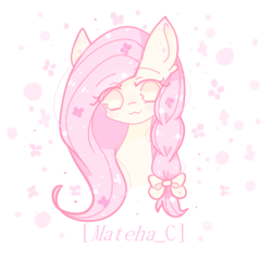 Size: 512x512 | Tagged: safe, artist:mateha_c殿下, fluttershy, pegasus, pony, braid, bust, female, mare, solo