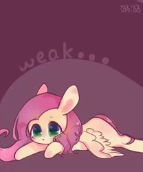 Size: 500x600 | Tagged: safe, artist:蛋白石, fluttershy, pegasus, pony, cute, depressed, depressing, female, mare, prone, shyabetes, solo, spread wings, wings