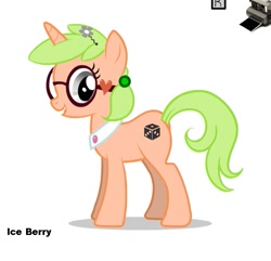 Size: 603x581 | Tagged: safe, oc, oc only, oc:ice berry, pony creator, glasses, simple background, solo, white background