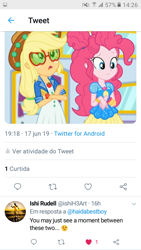 Size: 540x960 | Tagged: safe, applejack, pinkie pie, better together, choose your own ending, equestria girls, wake up!, female, geode of sugar bombs, geode of super strength, implied applepie, implied lesbian, implied shipping, ishi rudell, magical geodes, meta, twitter