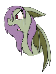 Size: 1800x2400 | Tagged: safe, artist:eeveelutionlova, artist:princessmuffinart, fluttershy, bat pony, pony, bat ponified, crying, fangs, flutterbat, hissing, race swap, simple background, solo, transparent background