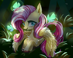 Size: 1280x1024 | Tagged: safe, artist:llllllllleft, fluttershy, pegasus, pony, cute, dark, female, mare, shyabetes, solo