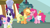 Size: 864x486 | Tagged: safe, applejack, pinkie pie, rarity, earth pony, pony, unicorn, applepie, blushing, female, kissy face, lesbian, saddle bag, shipping