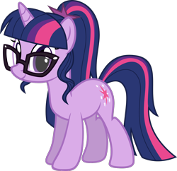 Size: 1438x1391 | Tagged: safe, artist:rustle-rose, derpibooru import, sci-twi, twilight sparkle, pony, unicorn, equestria girls, legend of everfree, equestria girls ponified, female, glasses, hilarious in hindsight, looking at you, mare, ponified, ponified humanized pony, simple background, smiling, solo, transparent background, unicorn sci-twi, vector