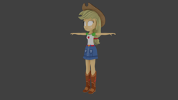 Size: 1920x1080 | Tagged: safe, artist:creatorofpony, artist:empireoftime, applejack, better together, equestria girls, 3d, t pose, wip