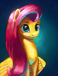 Size: 2560x3352 | Tagged: safe, artist:terrafomer, fluttershy, pegasus, pony, bust, female, portrait, solo, wings