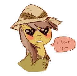 Size: 500x495 | Tagged: safe, artist:emmy, daring do, heart eyes, love, solo