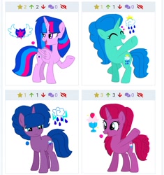 Size: 1080x1151 | Tagged: safe, artist:徐詩珮, edit, oc, oc:betty pop, oc:spring legrt, oc:storm lightning, oc:vesty sparkle, alicorn, pony, unicorn, my little pony: the movie, alicorn oc, derpibooru, female, magical lesbian spawn, mare, meta, next generation, offspring, parent:flash sentry, parent:glitter drops, parent:spring rain, parent:tempest shadow, parent:twilight sparkle, parents:flashlight, parents:glittershadow, parents:springdrops, parents:springshadow