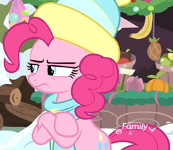 Size: 1252x1080 | Tagged: safe, screencap, pinkie pie, earth pony, pony, best gift ever, clothes, cropped, crossed arms, female, hat, mare, scarf, snow, solo